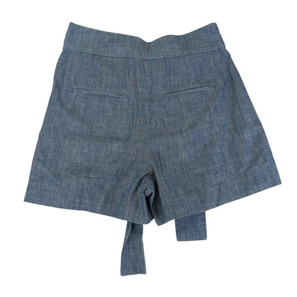 J.Crew Tie Waist Short Chambray G5309 High-rise Pleated Women's 8 100% Cotton - Picture 2 of 5